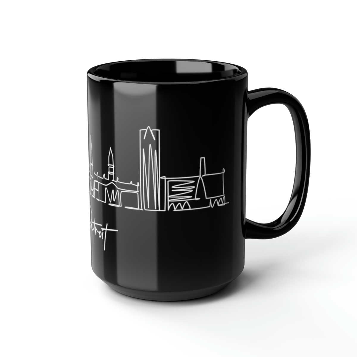 Detroit City Skyline Black Mug 15oz Ceramic - Image 6