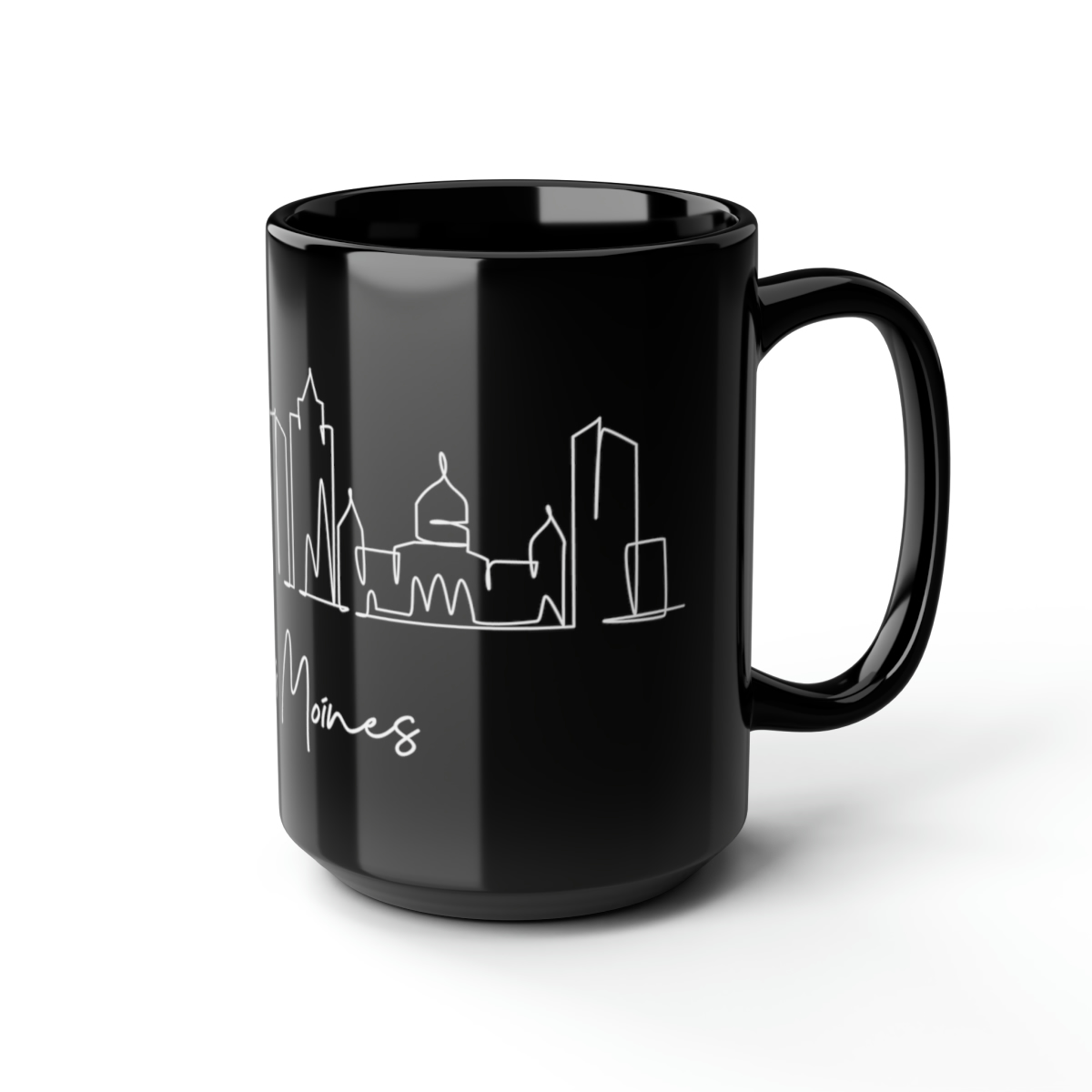 Des Moines City Skyline Black Mug 15oz Ceramic - Image 6