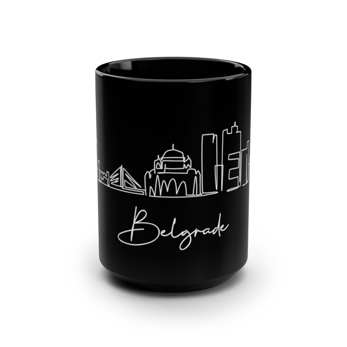 Belgrade City Skyline Serbia Black Mug 15oz Ceramic