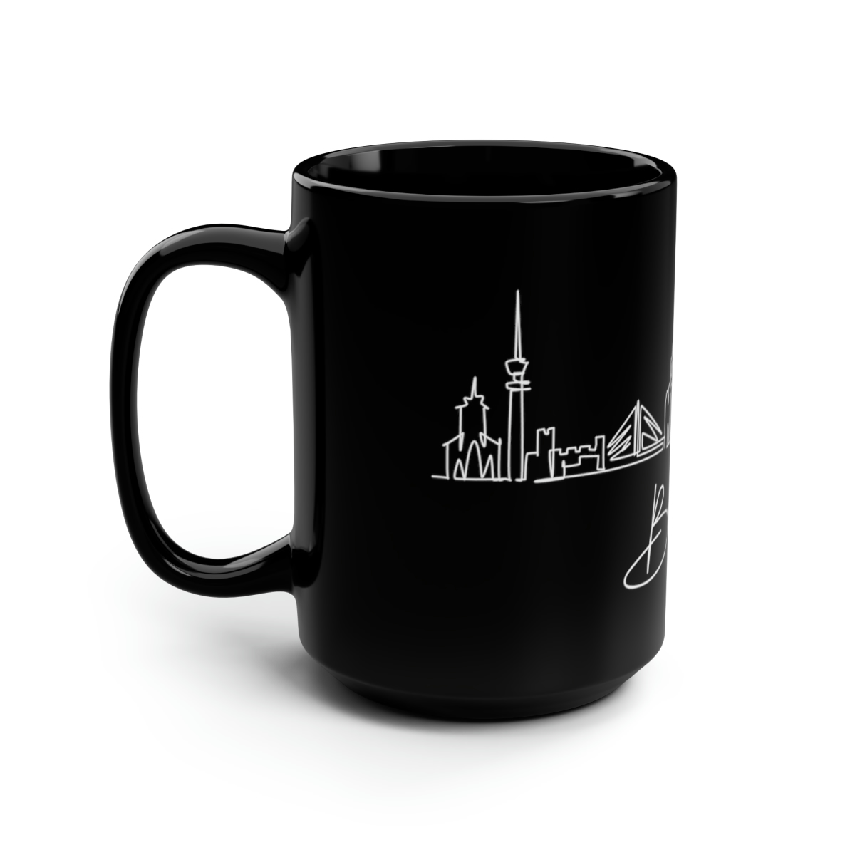 Belgrade City Skyline Serbia Black Mug 15oz Ceramic - Image 4