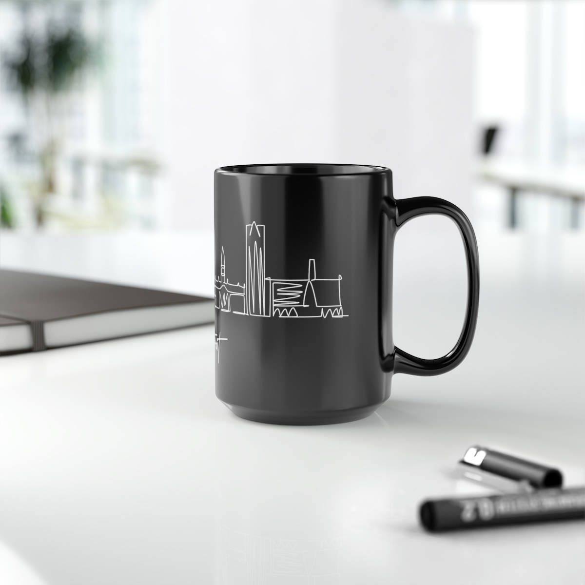 Detroit City Skyline Black Mug 15oz Ceramic - Image 9