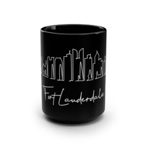 Fort Lauderdale City Skyline Black Mug 15oz Ceramic