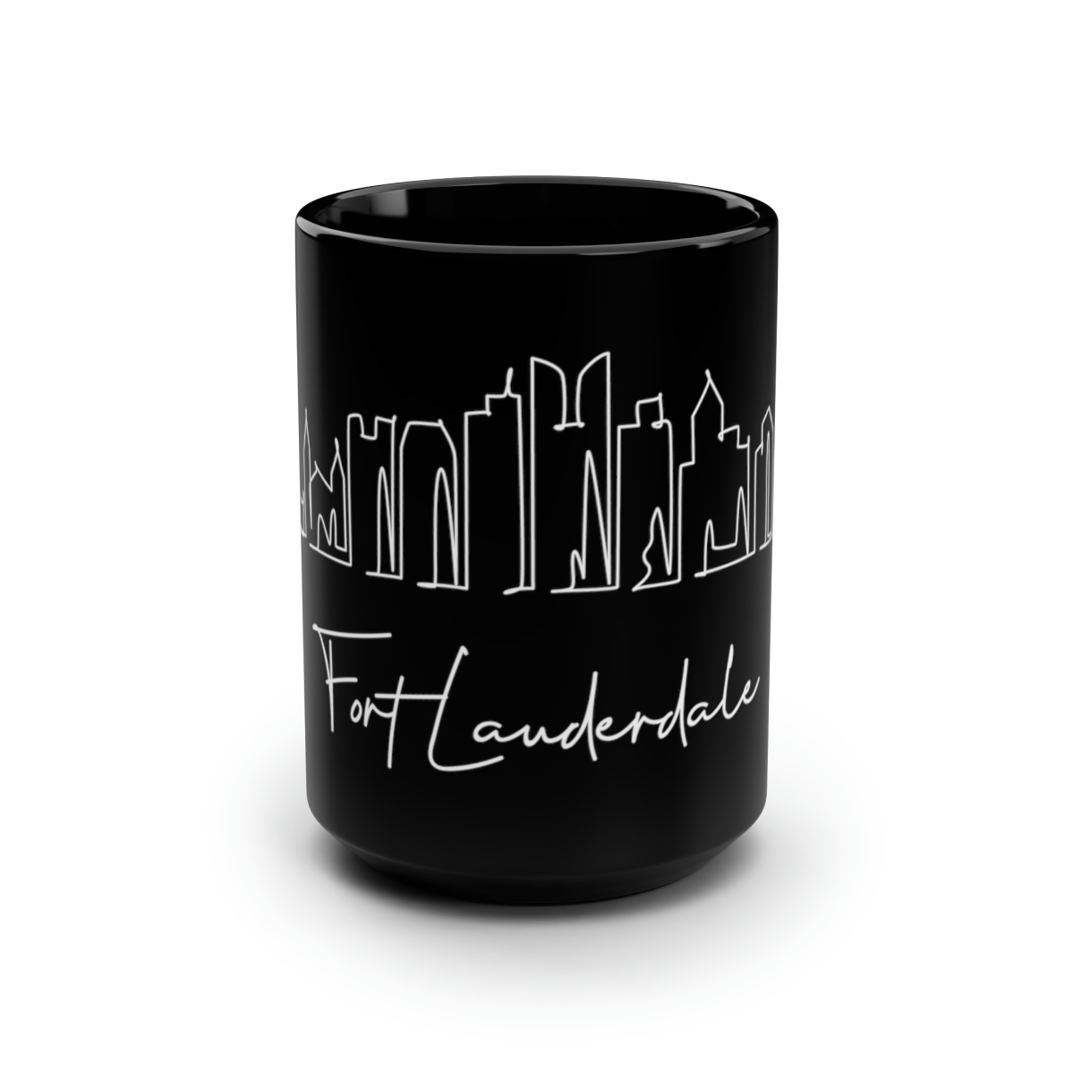 Fort Lauderdale City Skyline Black Mug 15oz Ceramic