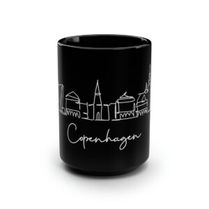 Copenhagen City Skyline Black Mug 15oz Ceramic