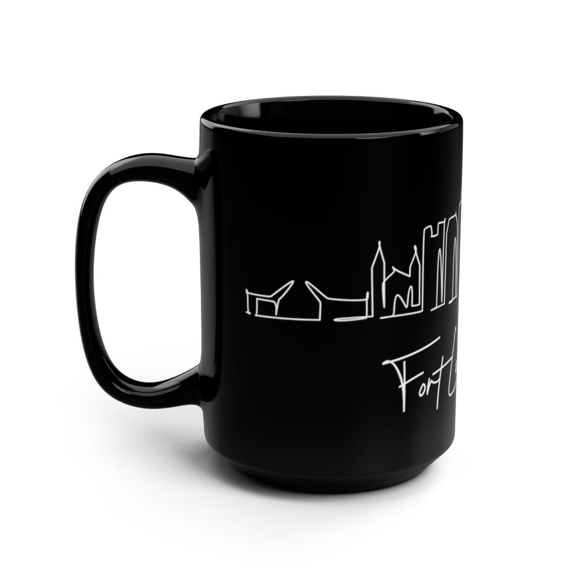 Fort Lauderdale City Skyline Black Mug 15oz Ceramic - Image 4