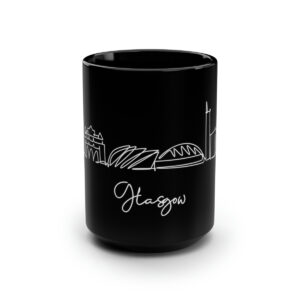 Glasgow City Skyline Scotland Black Mug 15oz Ceramic