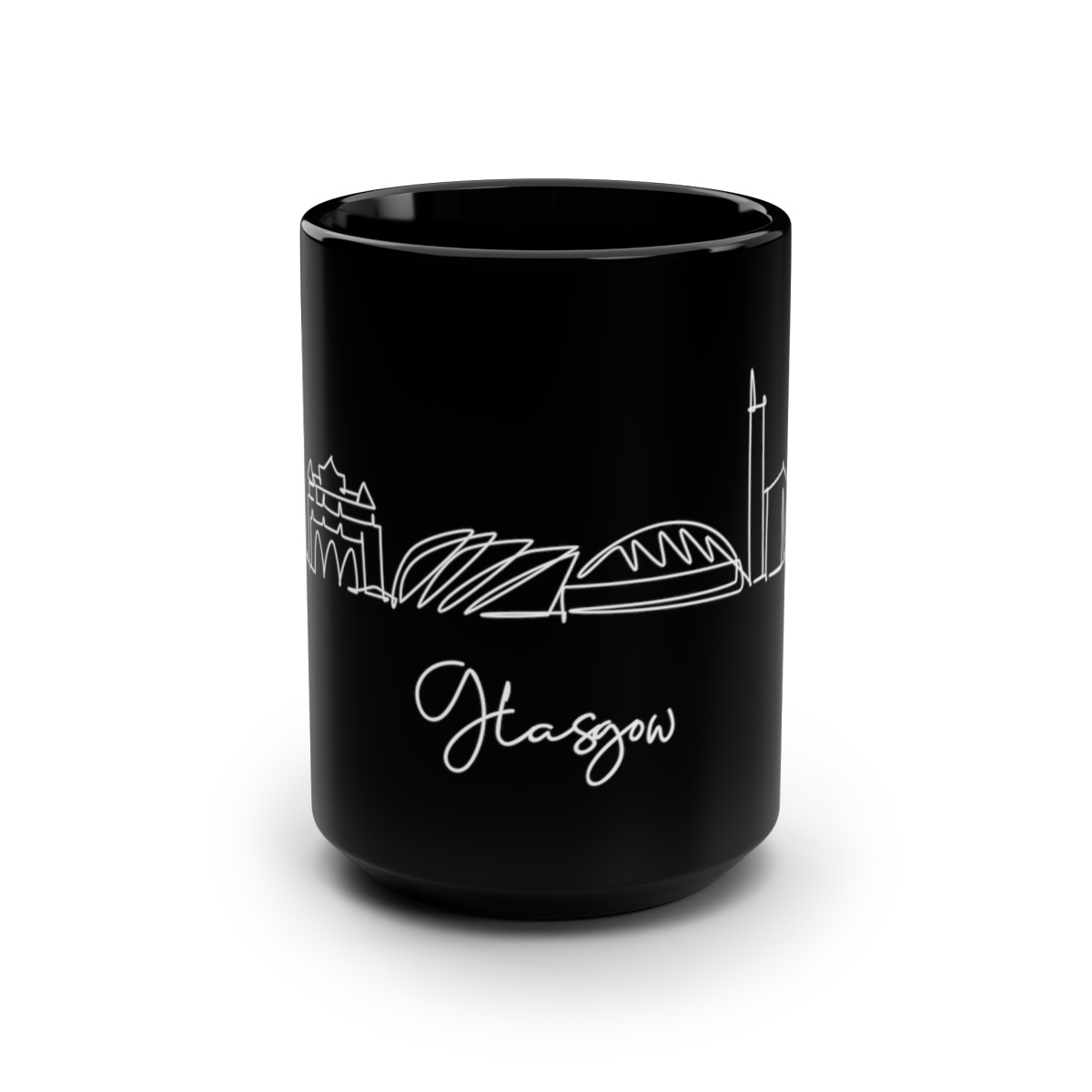 Glasgow City Skyline Scotland Black Mug 15oz Ceramic