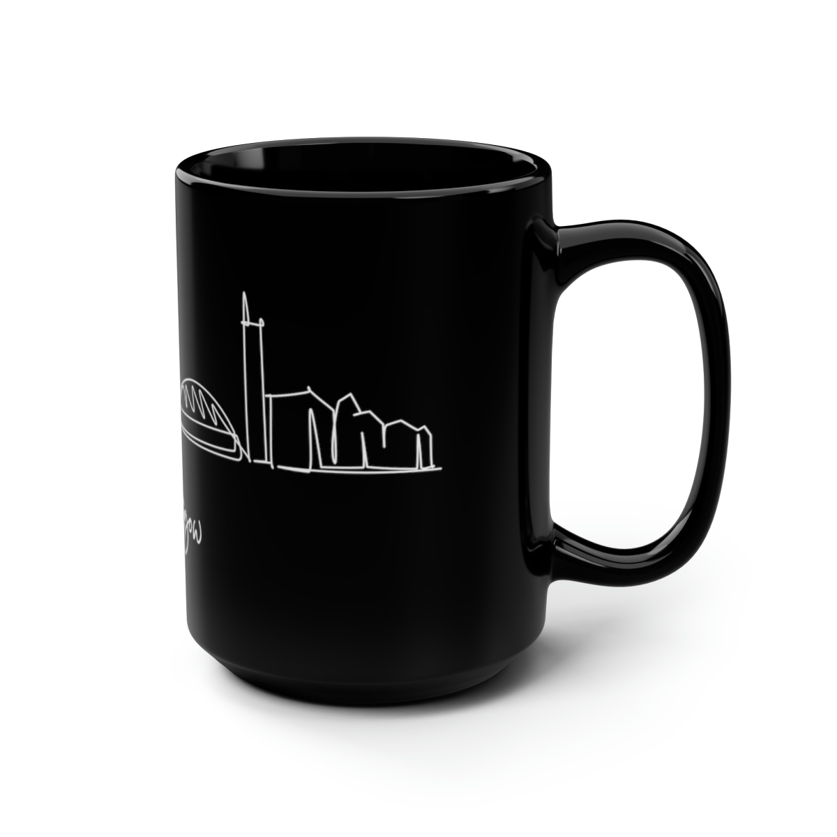 Glasgow City Skyline Scotland Black Mug 15oz Ceramic - Image 2