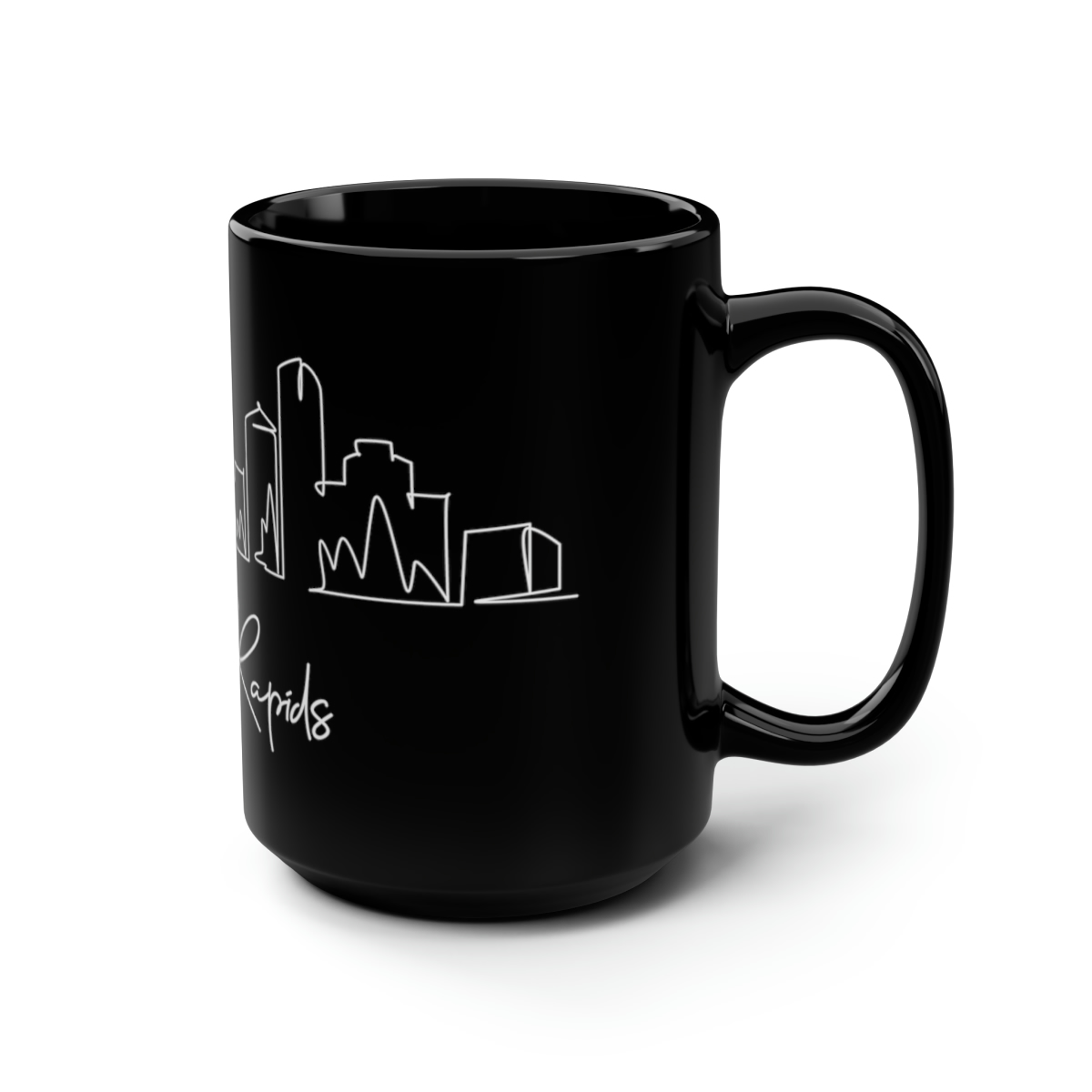 Grand Rapids City Skyline Black Mug 15oz Ceramic - Image 2