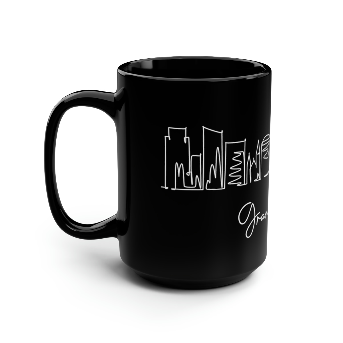 Grand Rapids City Skyline Black Mug 15oz Ceramic - Image 4