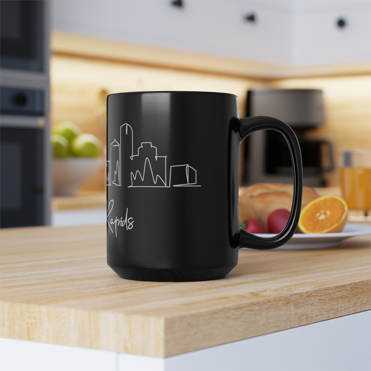 Grand Rapids City Skyline Black Mug 15oz Ceramic - Image 7