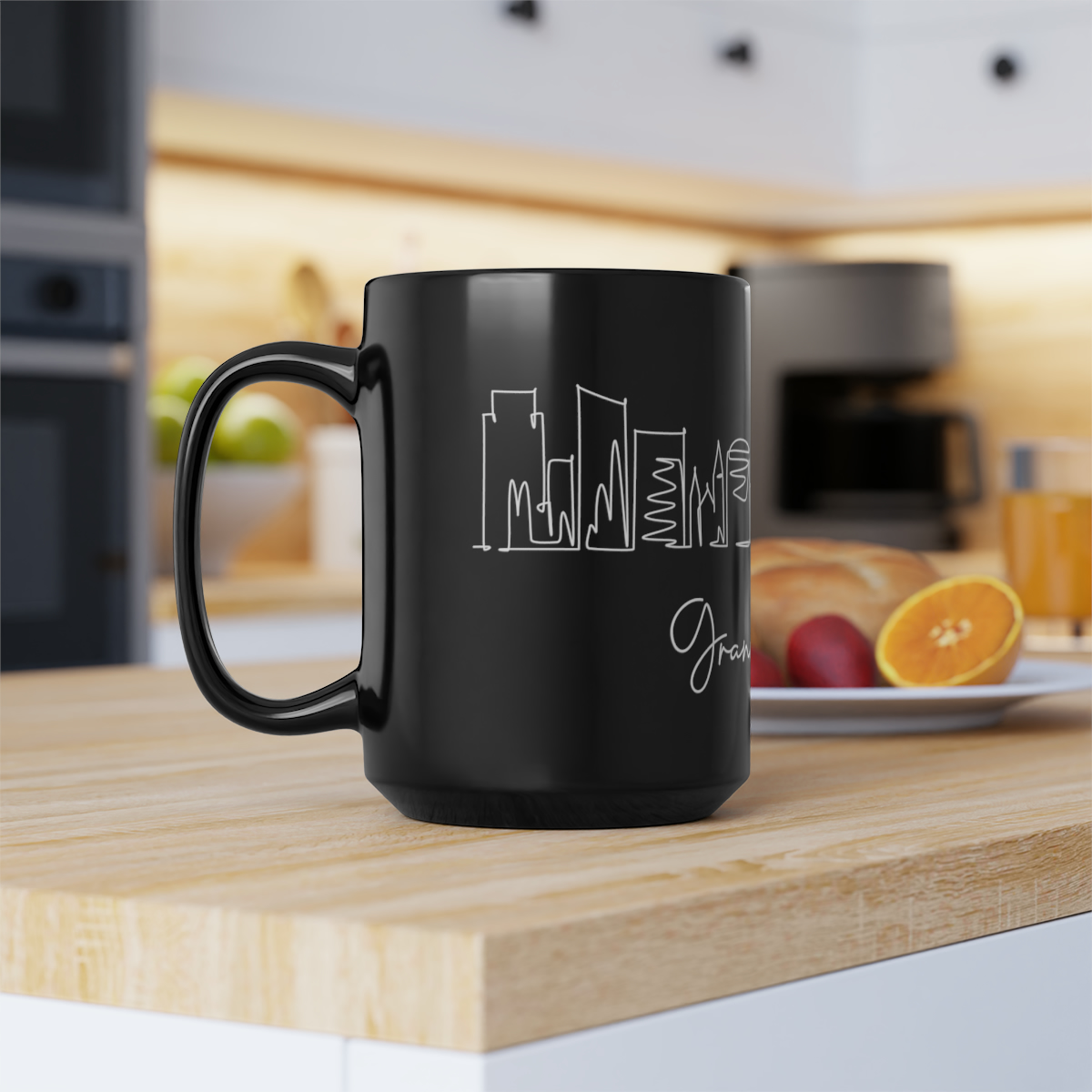 Grand Rapids City Skyline Black Mug 15oz Ceramic - Image 8