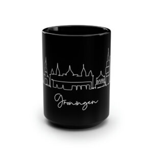 Groningen City Skyline Black Mug 15oz Ceramic