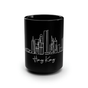 Hong Kong City Skyline Black Mug 15oz Ceramic