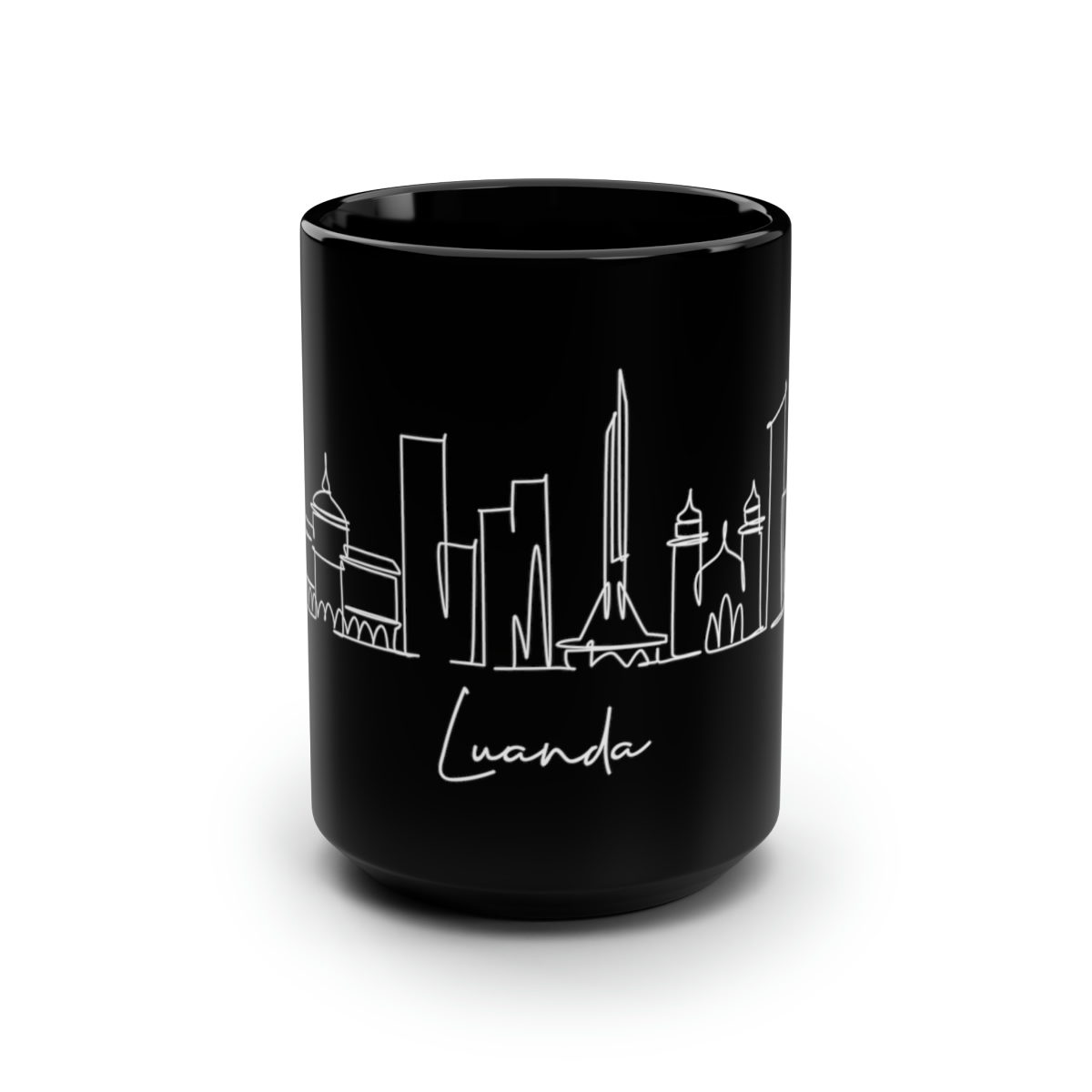 Luanda City Skyline Angola Black Mug 15oz Ceramic