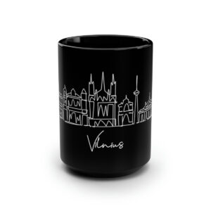 Vilnius City Skyline Black Mug 15oz Ceramic