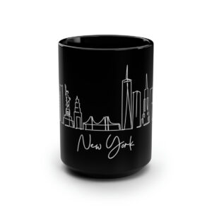 New York Skyline Black Mug 15oz Ceramic