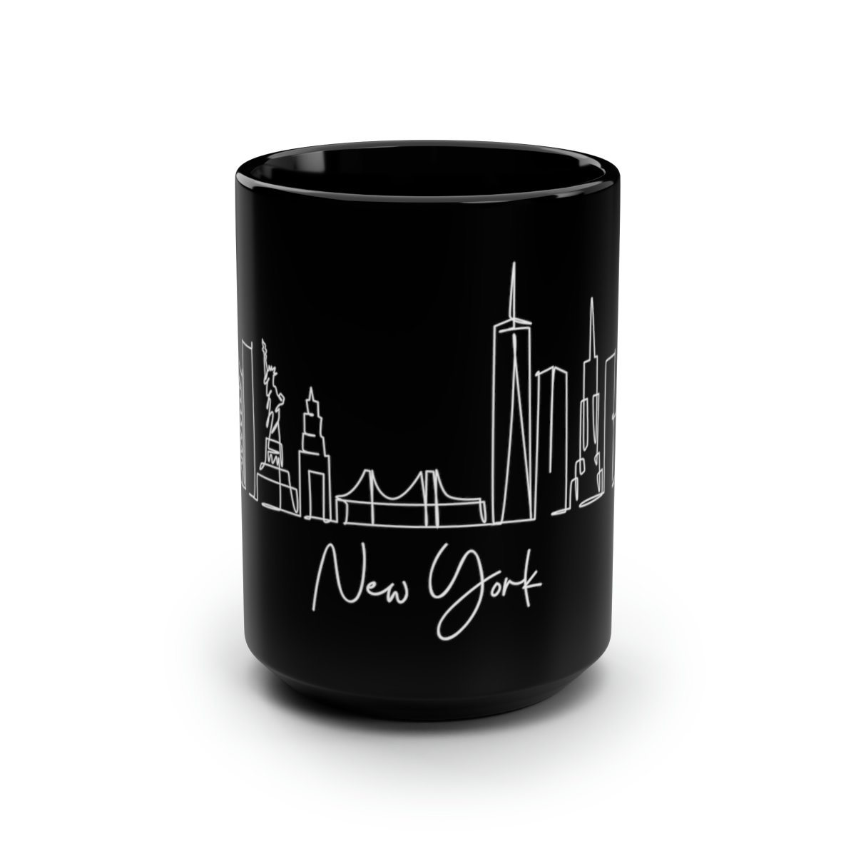New York Skyline Black Mug 15oz Ceramic