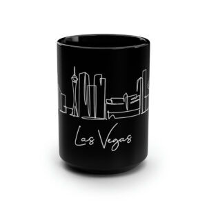 Las Vegas City Skyline Black Mug 15oz Ceramic