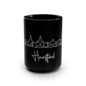 Hartford City Skyline Black Mug 15oz Ceramic