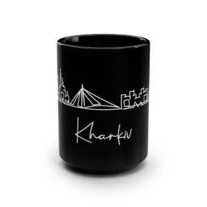 Kharkiv City Skyline Ukraine Black Mug 15oz Ceramic