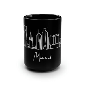 Miami City Skyline Black Mug 15oz Ceramic